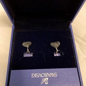 Swarovski Jewelry-Alana Clip Heart Earrings Black